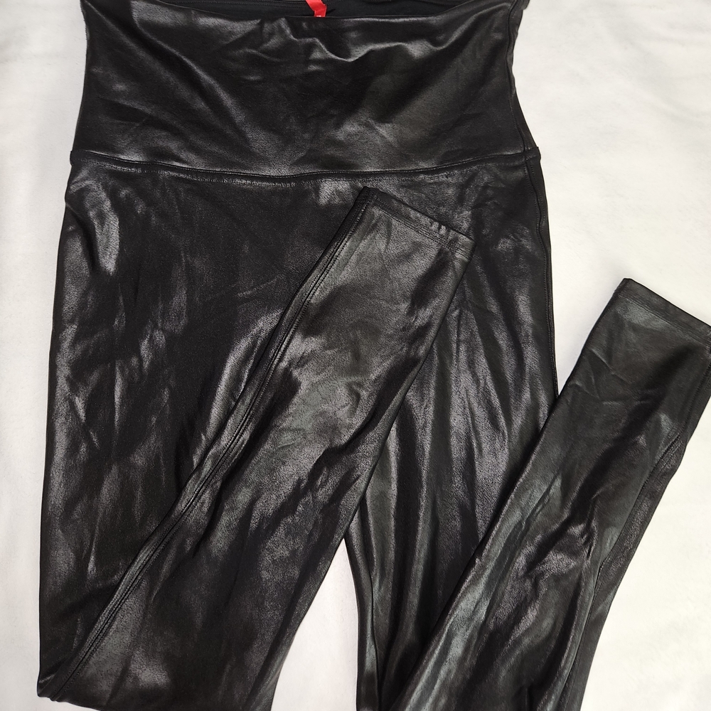 SPANKS Sleek Black Faux Leather Leggings
